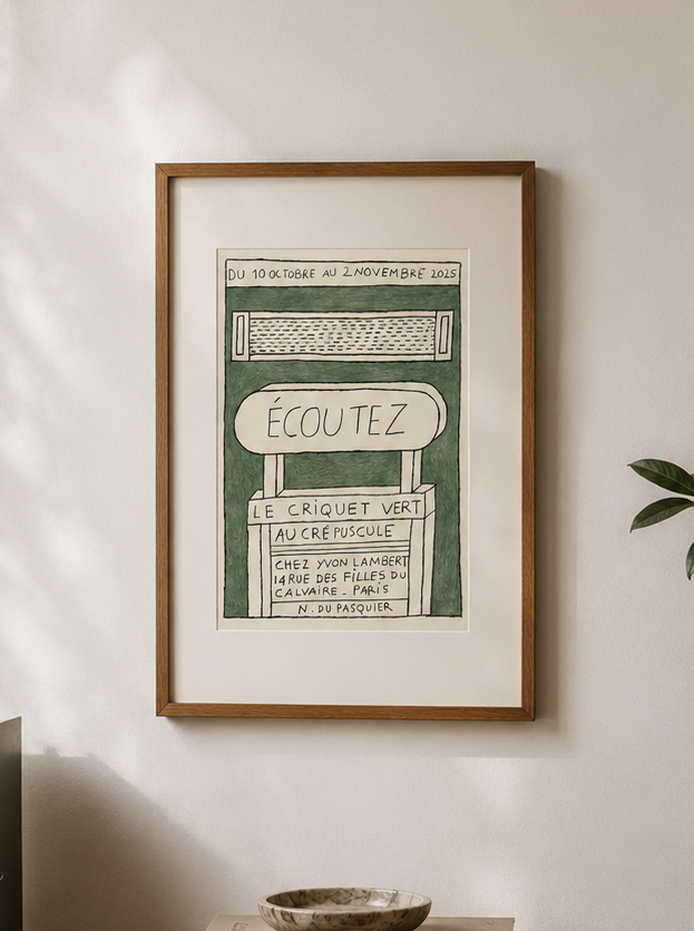 Nathalie Du Pasquier for Librairie Yvon Lambert - Poster "Écoutez le criquet vert au crépuscule"